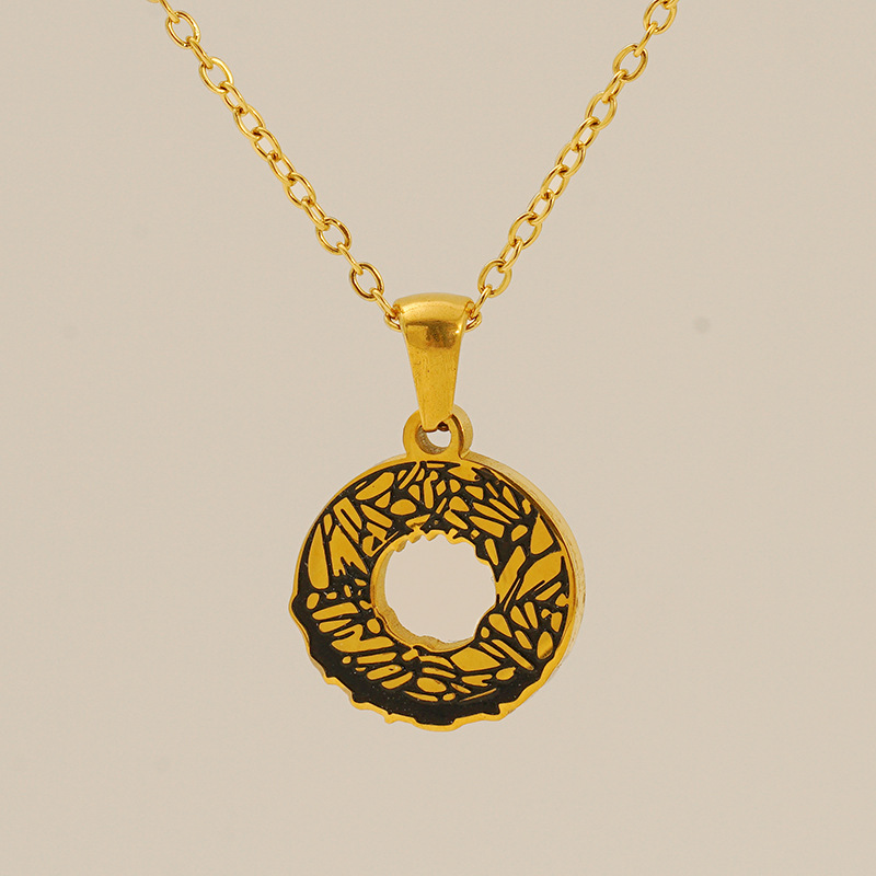 1 Piece Classic Bark Grain Unique Letter O Stainless Steel 18K Gold color Plated Unisex Pendant Necklaces h5 